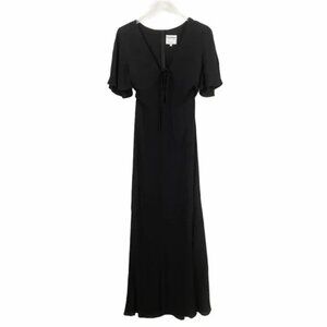 NWOT Privacy Please Short Sleeve Lace Up Front Maxi Dress in Black Sz. S